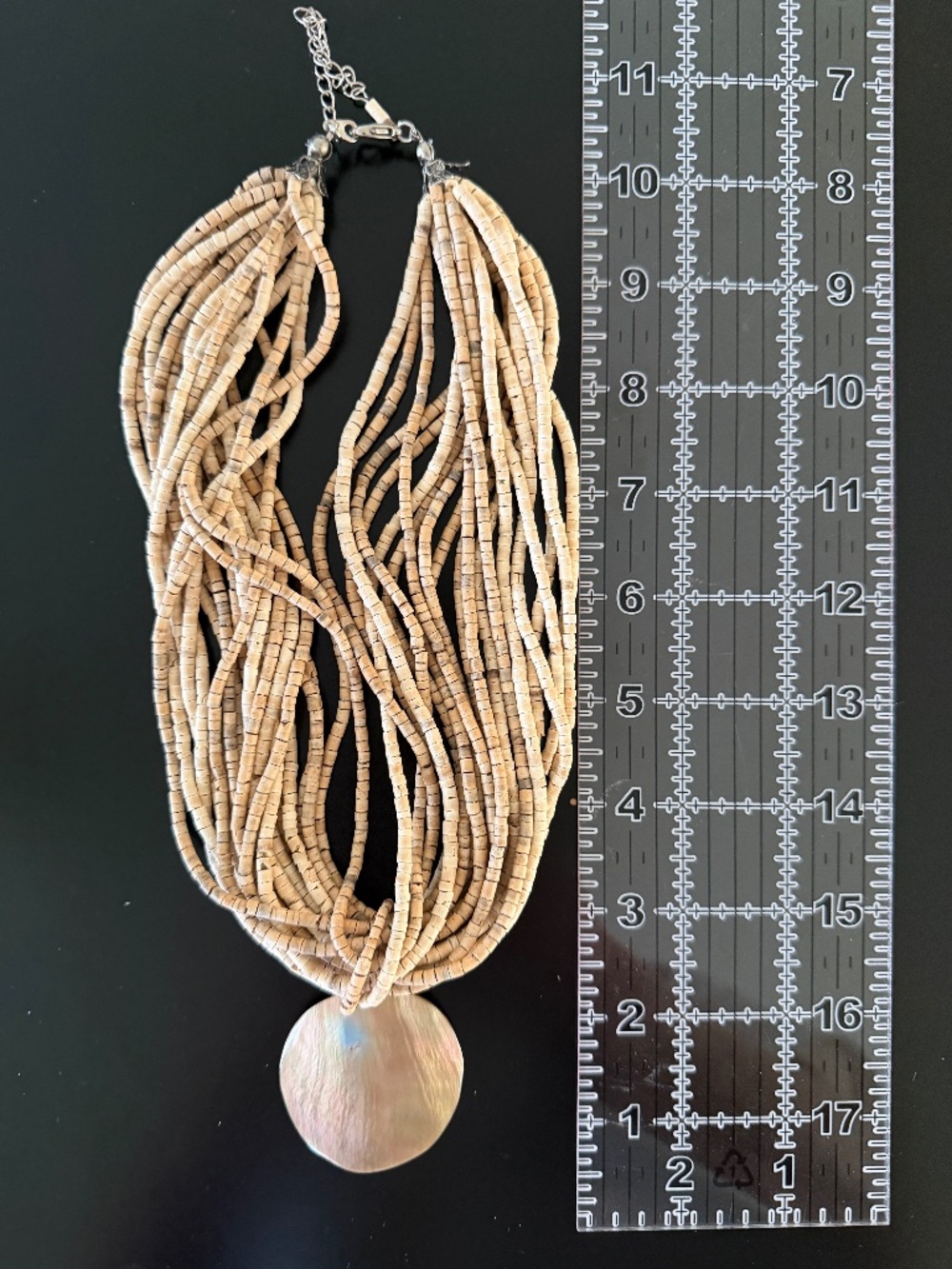 Vintage Boutique Necklace Multi-Strand Natural Coconut Shell Bead Statement Bit